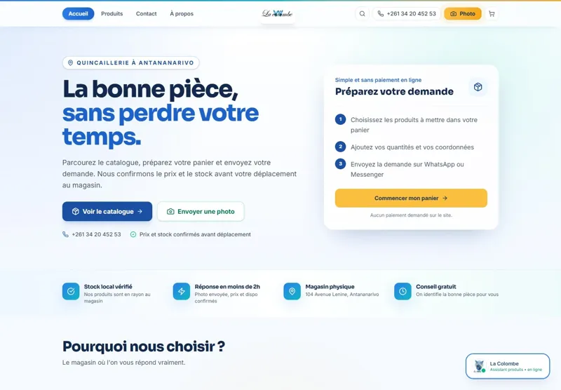 Aperçu du site La Colombe Madagascar